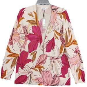 Chicos Floral Cardigan Size 0 Small Multicolor Lightweight Swearter Office Cozy